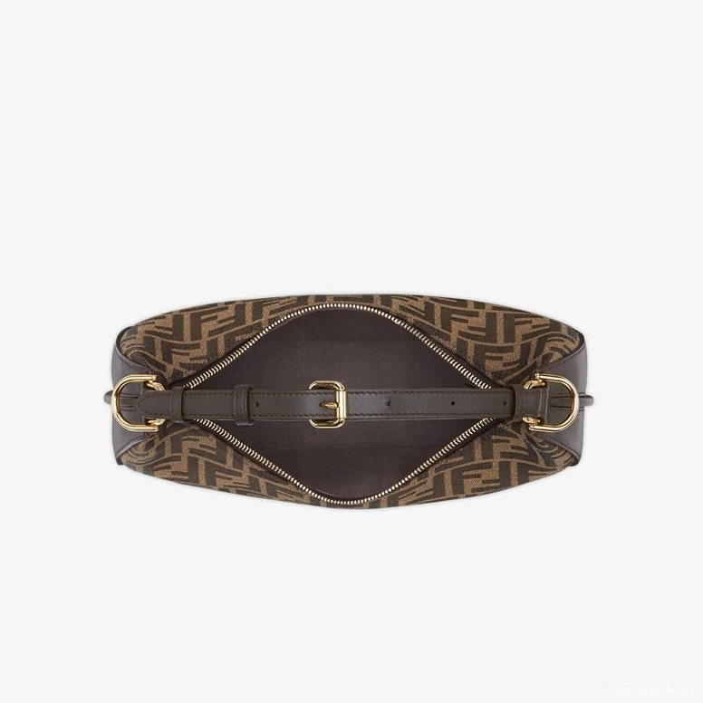 Cheap Fendigraphy Fabric Bag Small FF In Fendi Hobo Brown Motif 0717